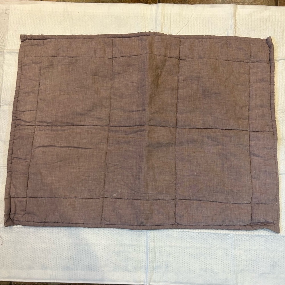 Restoration Hardware Standard Pillow Sham Gray Hand Quilted Belgian Linen 21x28”